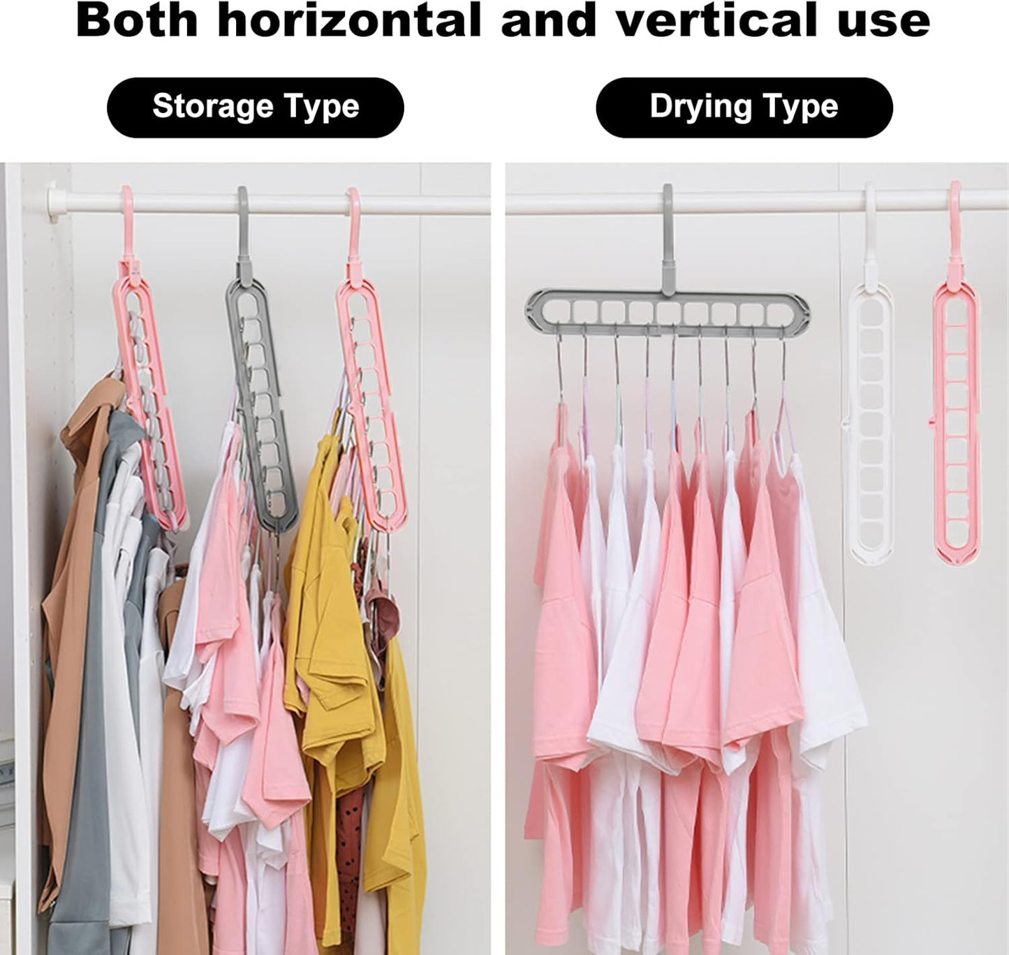 Closet Organizers and Storage,College Dorm Room Essentials,Pack of 6 Multifunctional Organizer Magic Space Saving Hangers with 9 Holes Storage Organization for Wardrobe Closet