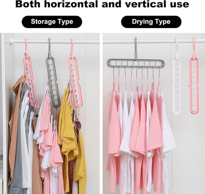 Closet Organizers and Storage,College Dorm Room Essentials,Pack of 6 Multifunctional Organizer Magic Space Saving Hangers with 9 Holes Storage Organization for Wardrobe Closet
